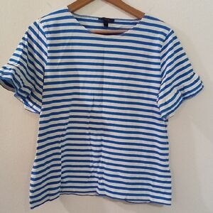 Blue and White Striped Women's Top